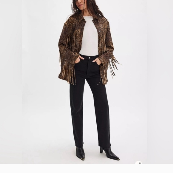 Free People Animal Print Fringe Jacket - Brown and Black. New Without Tag - Picture 3 of 7